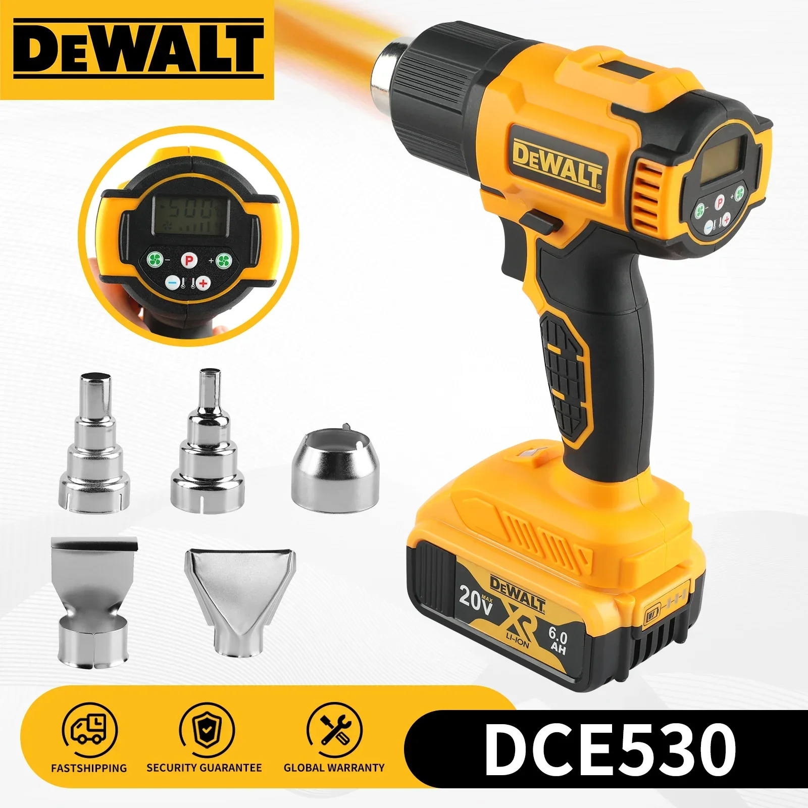 Heat Gun Small - DeWALT DCE530 20V Akku-Heißluftpistole, digitale Temperaturanzeige,