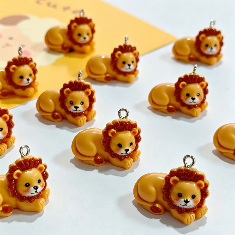 Resin Crafts Diy - 6 Stück Harz-Simulationsanhänger in Löwenform, niedliche