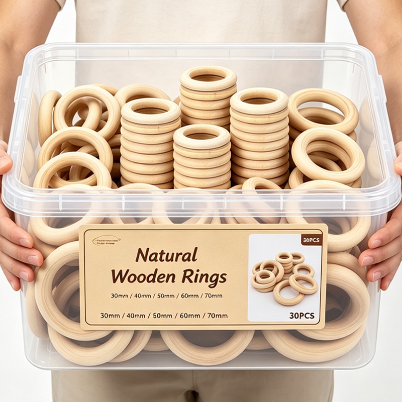 Wood Ring Blank - Unbehandelte Holzringe, glatte, natürliche Holzkreise für